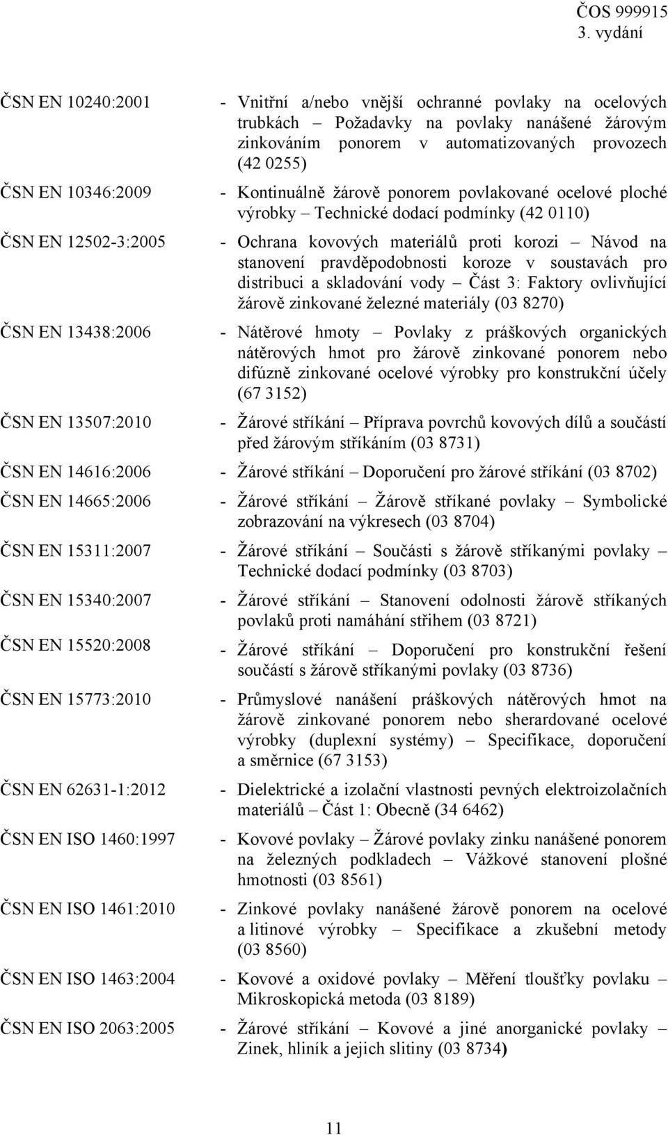 pravděpodobnosti koroze v soustavách pro distribuci a skladování vody Část 3: Faktory ovlivňující žárově zinkované železné materiály (03 8270) - Nátěrové hmoty Povlaky z práškových organických