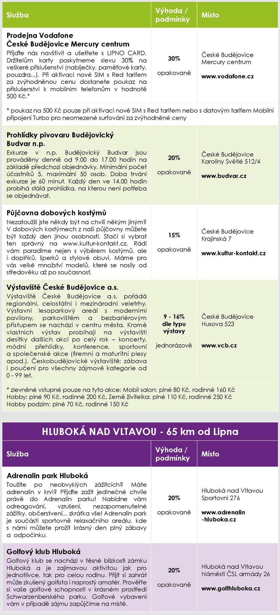 cz * poukaz na 500 Kč pouze při aktivaci nové SIM s Red tarifem nebo s datovým tarifem Mobilní připojení Turbo pro neomezené surfování za zvýhodněné ceny Prohlídky pivovaru Budějovický Budvar n.p. Exkurze v n.