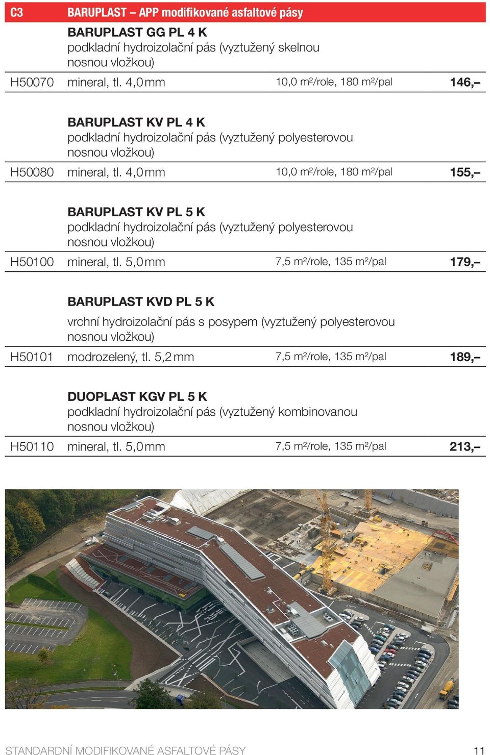 4,0 mm 10,0 m²/role, 180 m²/pal 155, BARUPLAST KV PL 5 K podkladní hydroizolační pás (vyztužený polyesterovou nosnou vložkou) H50100 mineral, tl.