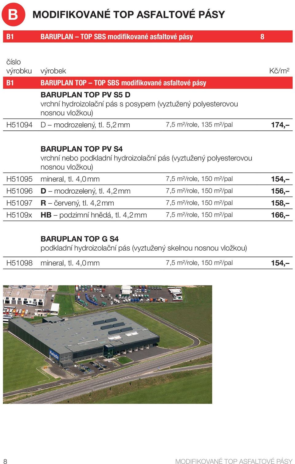 5,2 mm 7,5 m²/role, 135 m²/pal 174, BARUPLAN TOP PV S4 vrchní nebo podkladní hydroizolační pás (vyztužený polyesterovou nosnou vložkou) H51095 mineral, tl.