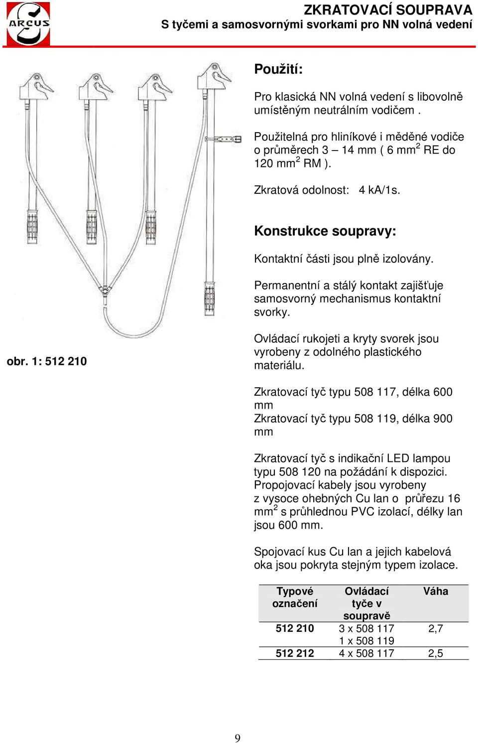 Permanentní a stálý kontakt zajišťuje samosvorný mechanismus kontaktní svorky. obr. 1: 512 210 Ovládací rukojeti a kryty svorek jsou vyrobeny z odolného plastického materiálu.