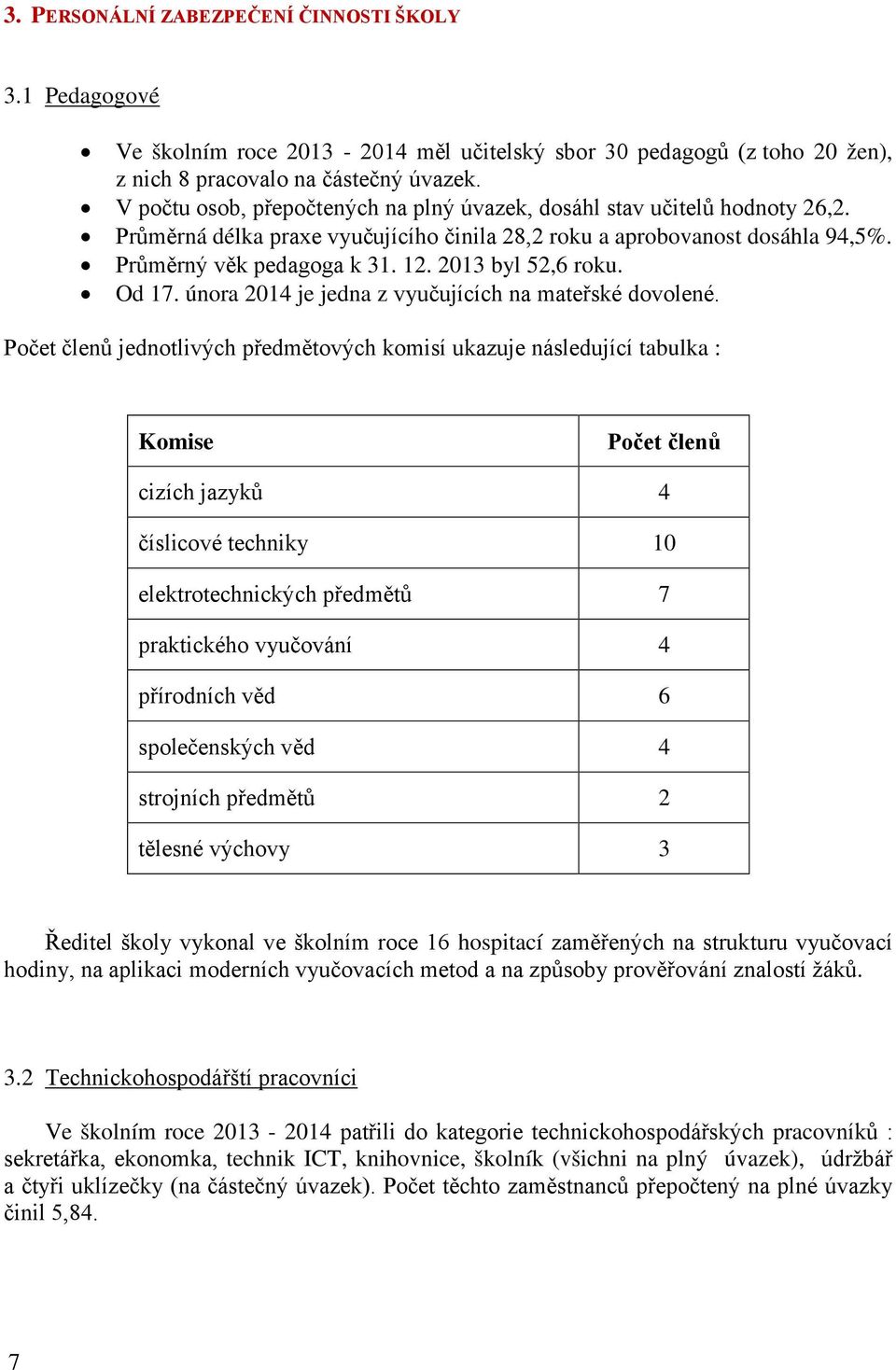 2013 byl 52,6 roku. Od 17. února 2014 je jedna z vyučujících na mateřské dovolené.