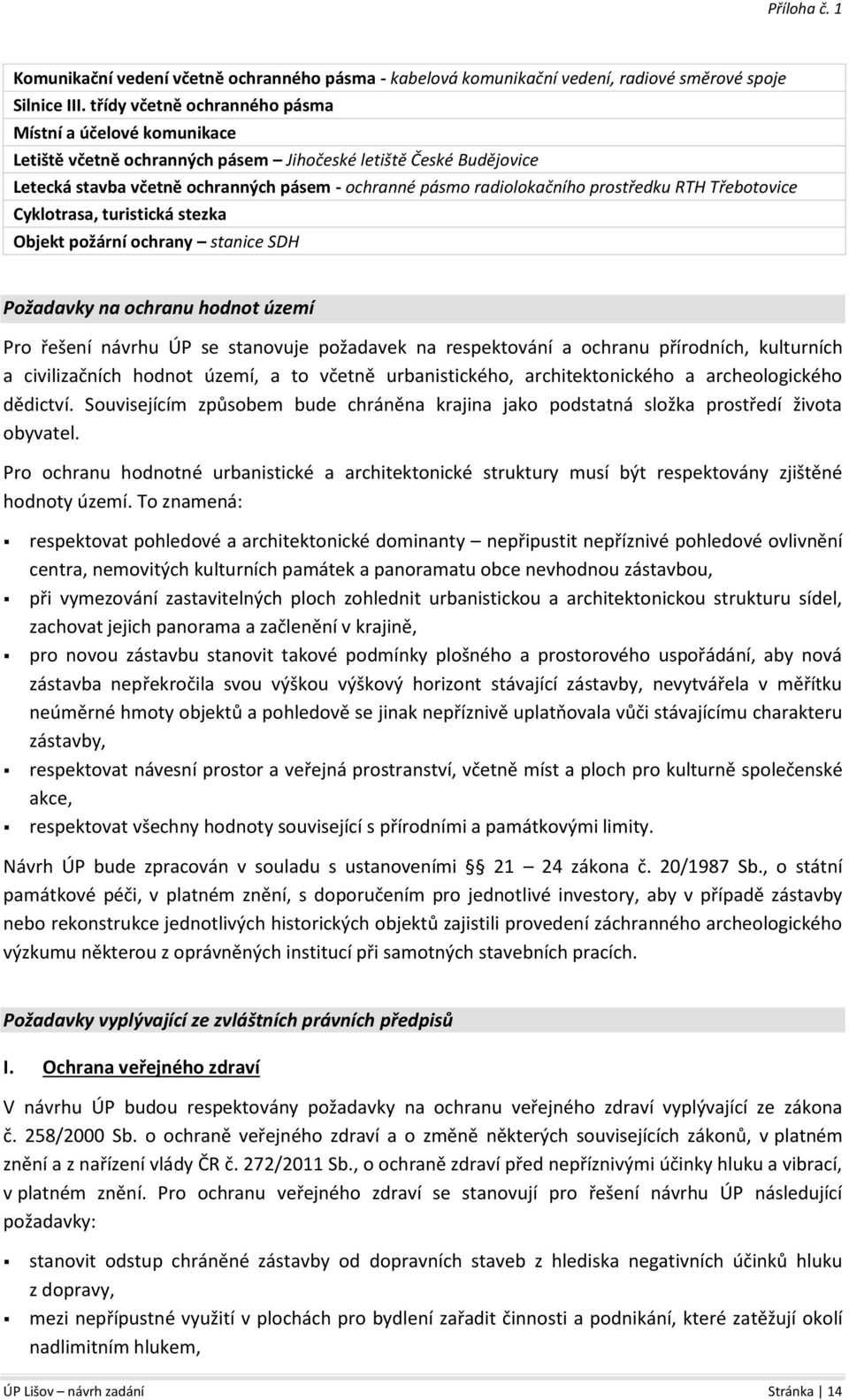 řešení návrhu ÚP se stanovuje požadavek na respektování a ochranu přírodních, kulturních a civilizačních hodnot území, a to včetně urbanistického, architektonického a archeologického dědictví.