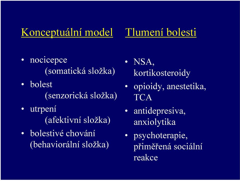 chování (behaviorální složka) NSA, kortikosteroidy opioidy,