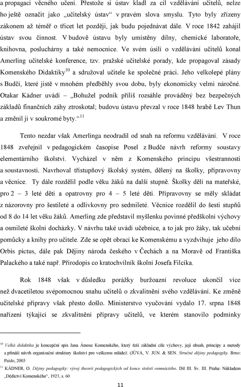 V budově ústavu byly umístěny dílny, chemické laboratoře, knihovna, posluchárny a také nemocnice. Ve svém úsilí o vzdělávání učitelů konal Amerling učitelské konference, tzv.