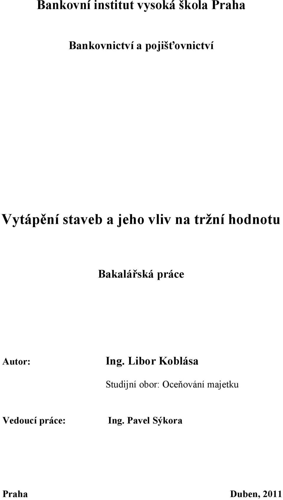 Bakalářská práce Autor: Ing.