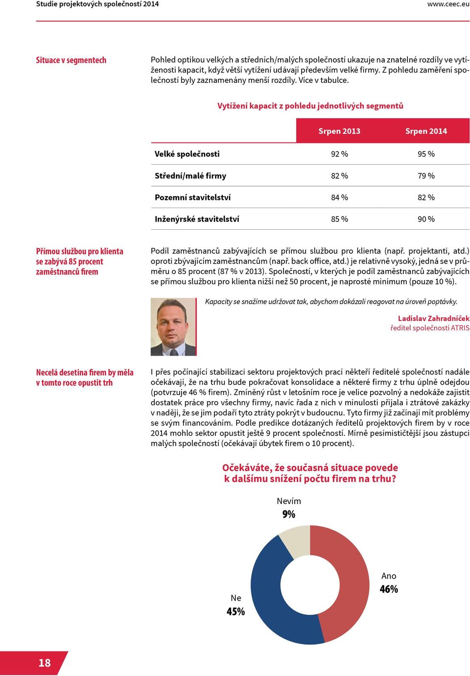 Z pohledu zaměření společností byly zaznamenány menší rozdíly. Více v tabulce.