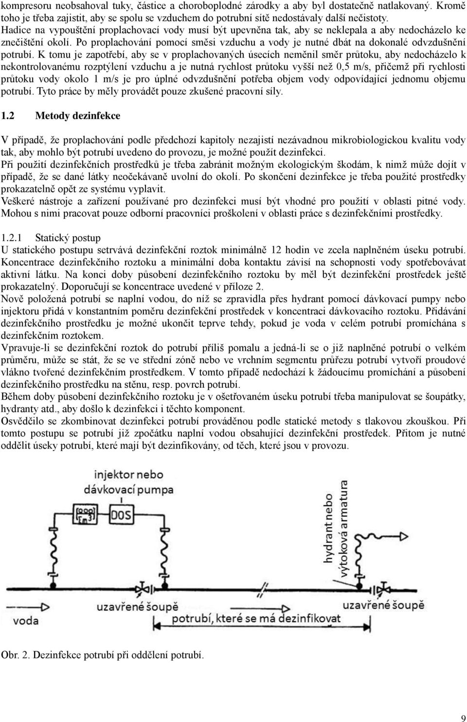 Po proplachování pomocí směsi vzduchu a vody je nutné dbát na dokonalé odvzdušnění potrubí.