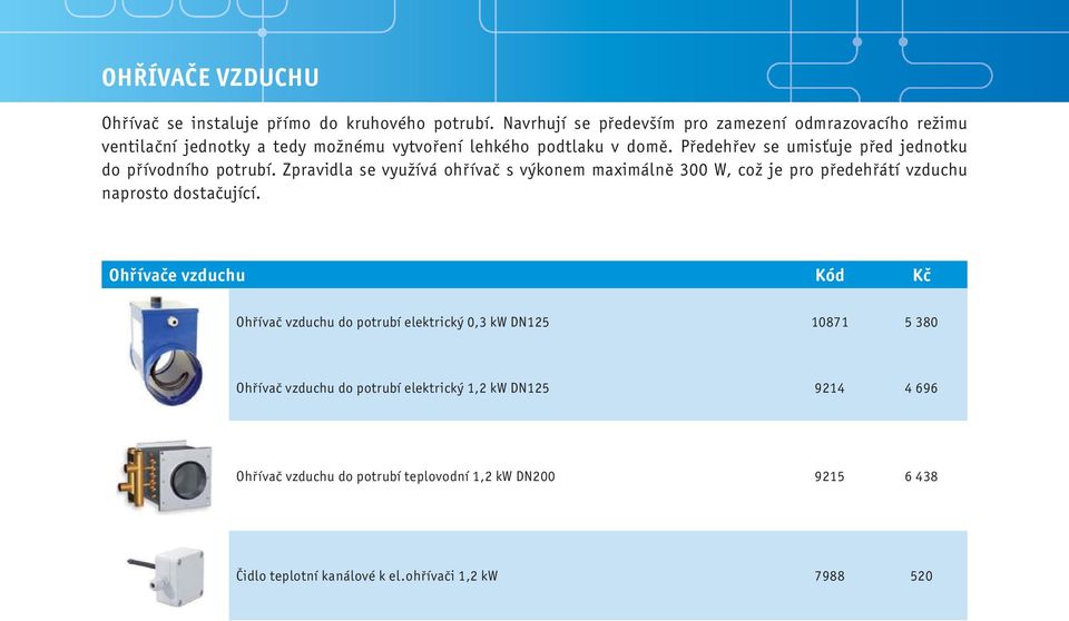 Předehřev se umisťuje před jednotku do přívodního potrubí.