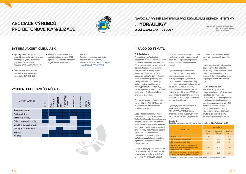 ÚVOD DO TÉMATU Výrobky členů ABK plně odpovídají požadavkům platných norem pro výrobu a zkoušení (zejména ČSN EN 206, ČSN EN 1916 a ČSN EN 1917).