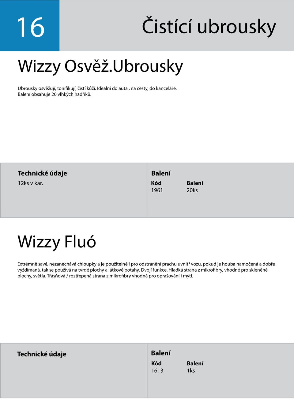 1961 20ks Wizzy Fluó Extrémně savé, nezanechává chloupky a je použitelné i pro odstranění prachu uvnitř vozu, pokud je houba