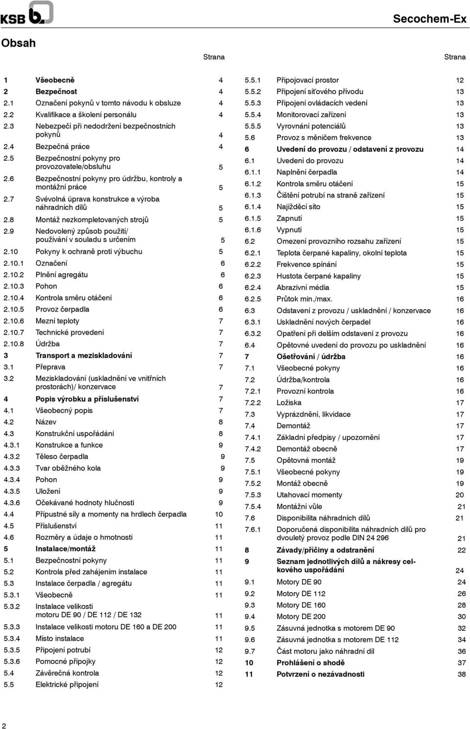 8 Montáž nezkompletovaných strojů 5 2.9 Nedovolený způsob použití/ používání v souladu s určením 5 2.0 Pokyny k ochraně proti výbuchu 5 2.0. Označení 6 2.0.2 Plnění agregátu 6 2.0.3 Pohon 6 2.0.4 Kontrola směru otáčení 6 2.