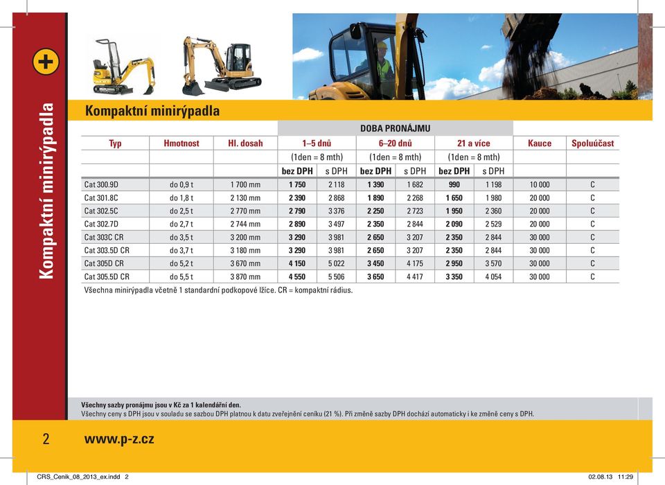 5C do 2,5 t 2 770 mm 2 790 3 376 2 250 2 723 1 950 2 360 20 000 C Cat 302.