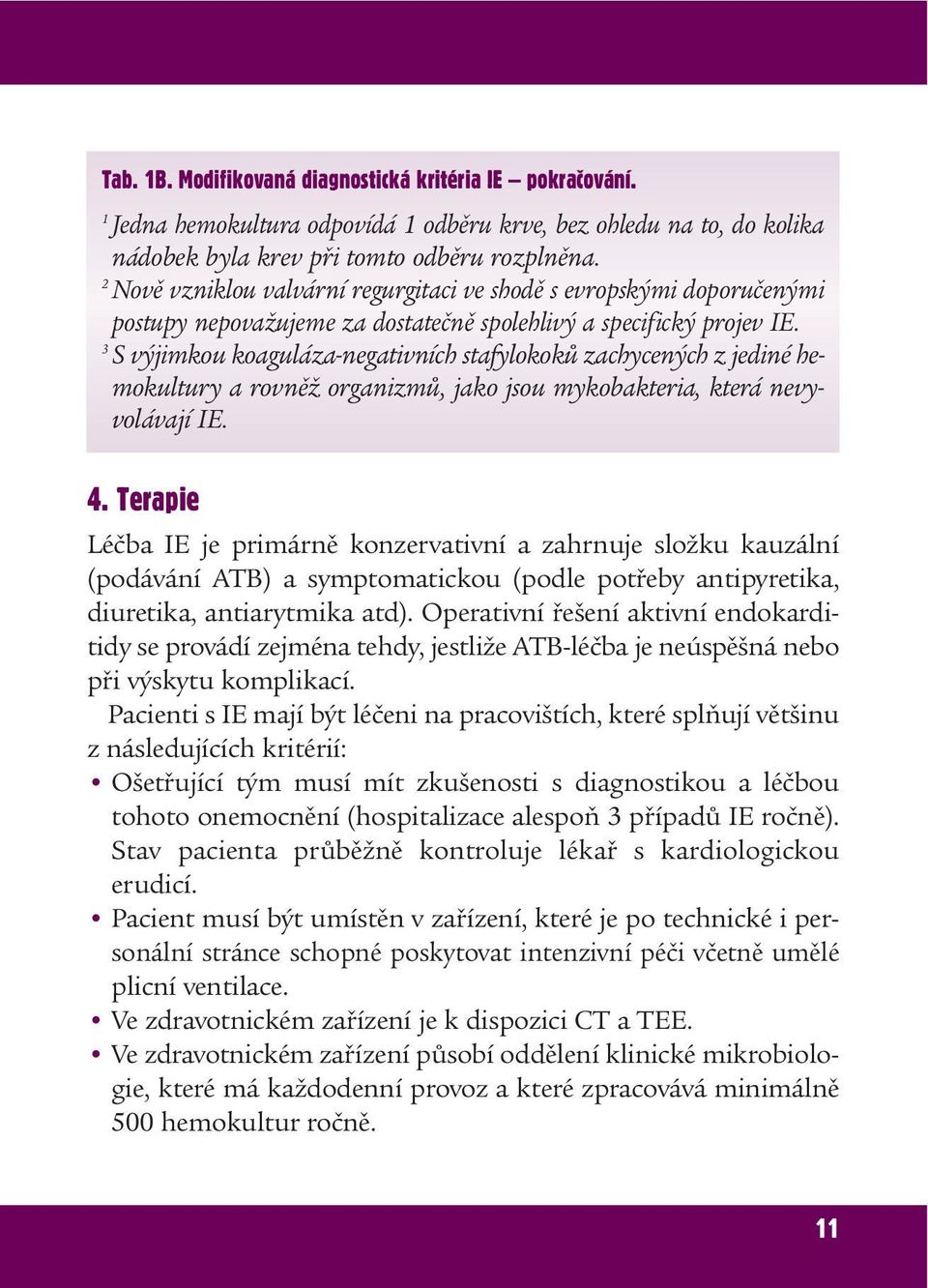 3 S výjimkou koaguláza-negativních stafylokoků zachycených z jediné hemokultury a rovněž organizmů, jako jsou mykobakteria, která nevyvolávají IE. 4.