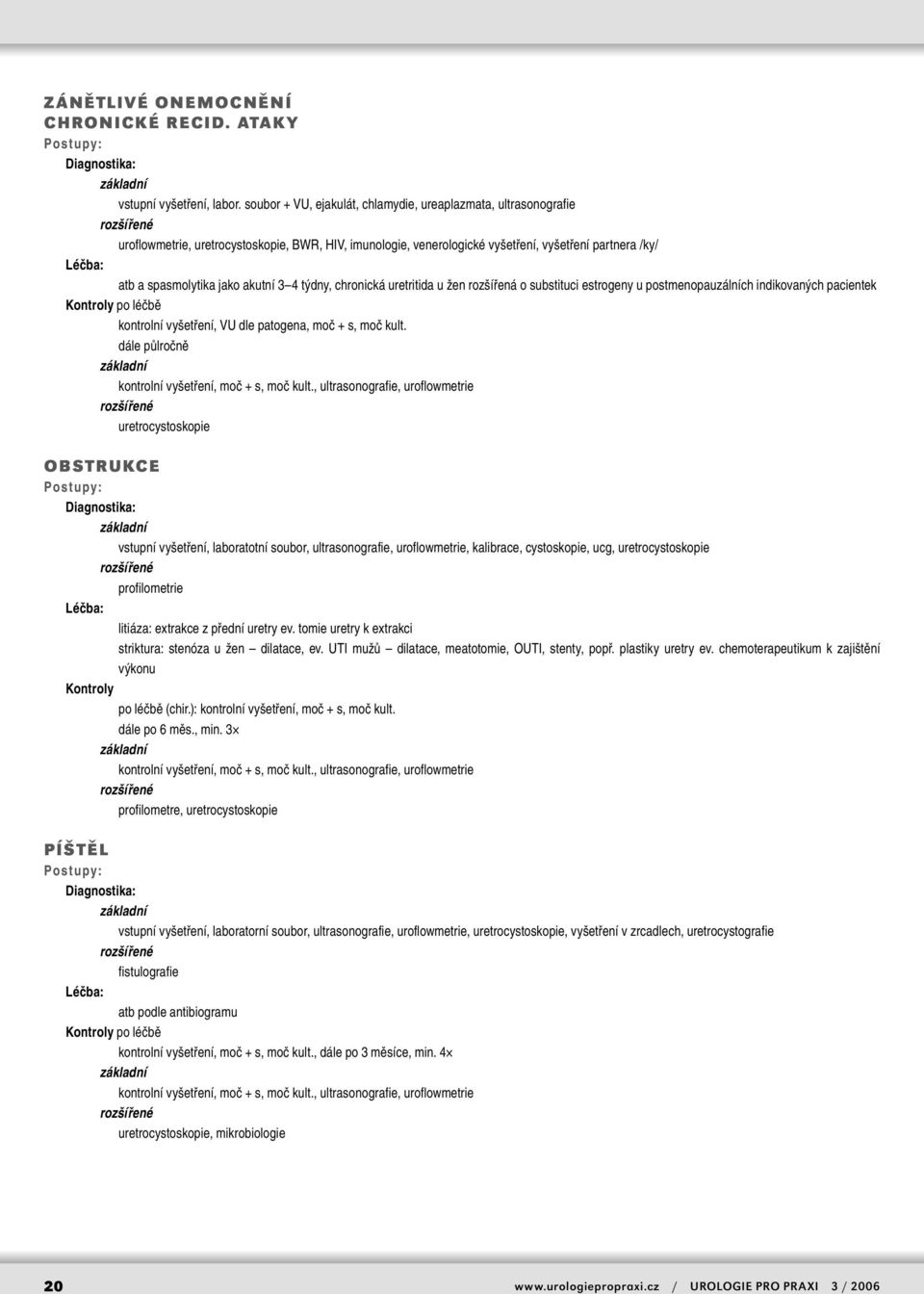 3 4 týdny, chronická uretritida u žen rozšířená o substituci estrogeny u postmenopauzálních indikovaných pacientek Kontroly po léčbě kontrolní vyšetření, VU dle patogena, moč + s, moč kult.