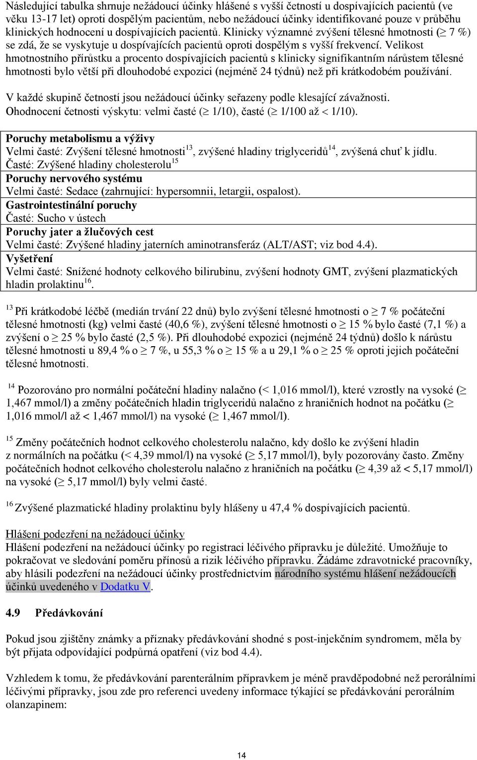 Velikost hmotnostního přírůstku a procento dospívajících pacientů s klinicky signifikantním nárůstem tělesné hmotnosti bylo větší při dlouhodobé expozici (nejméně 24 týdnů) než při krátkodobém