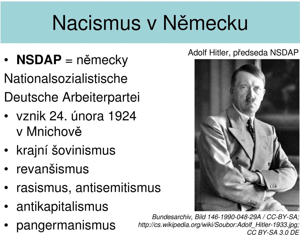antikapitalismus pangermanismus Adlf Hitler, předseda NSDAP Bundesarchiv, Bild