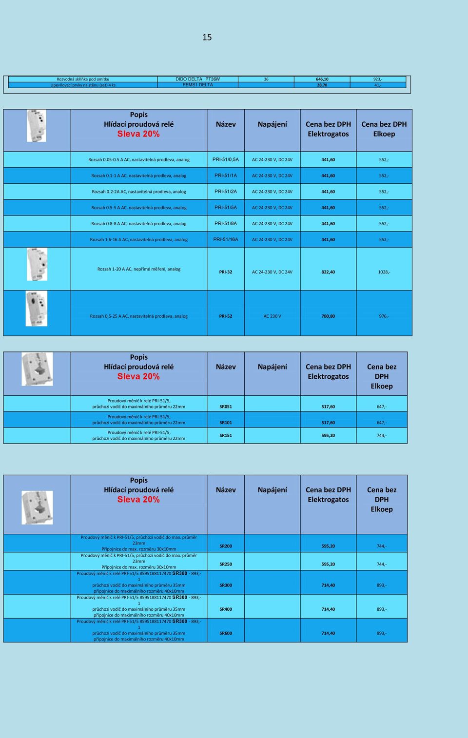 2-2A AC, nastavitelná prodleva, analog PRI-51/2A AC 24-230 V, DC 24V 441,60 552,- Rozsah 0.5-5 A AC, nastavitelná prodleva, analog PRI-51/5A AC 24-230 V, DC 24V 441,60 552,- Rozsah 0.