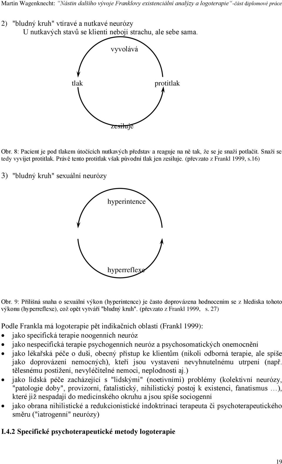 (převzato z Frankl 1999, s.16) 3) "bludný kruh" sexuální neurózy hyperintence hyperreflexe Obr.