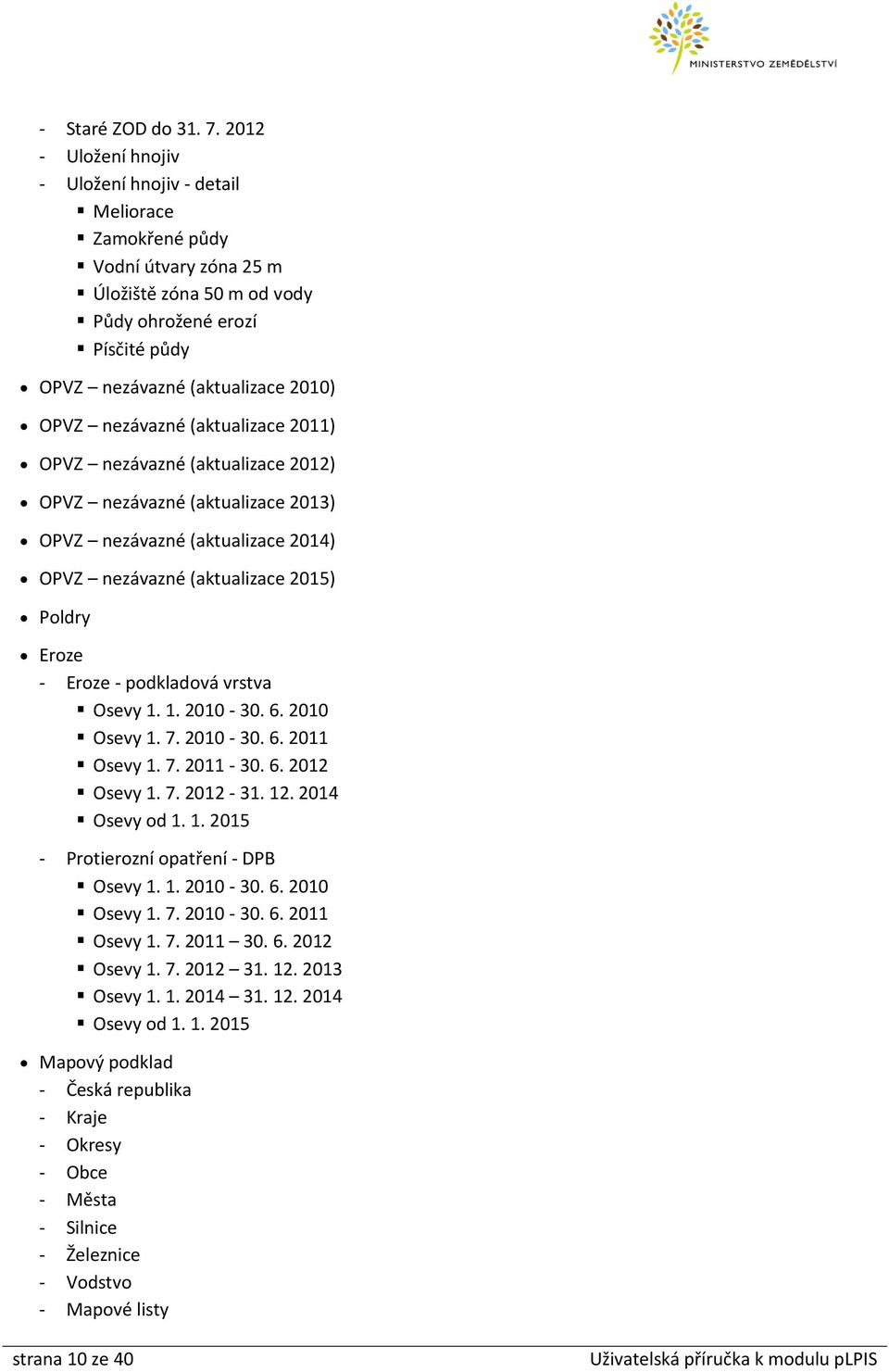 nezávazné (aktualizace 2011) OPVZ nezávazné (aktualizace 2012) OPVZ nezávazné (aktualizace 2013) OPVZ nezávazné (aktualizace 2014) OPVZ nezávazné (aktualizace 2015) Poldry Eroze - Eroze - podkladová