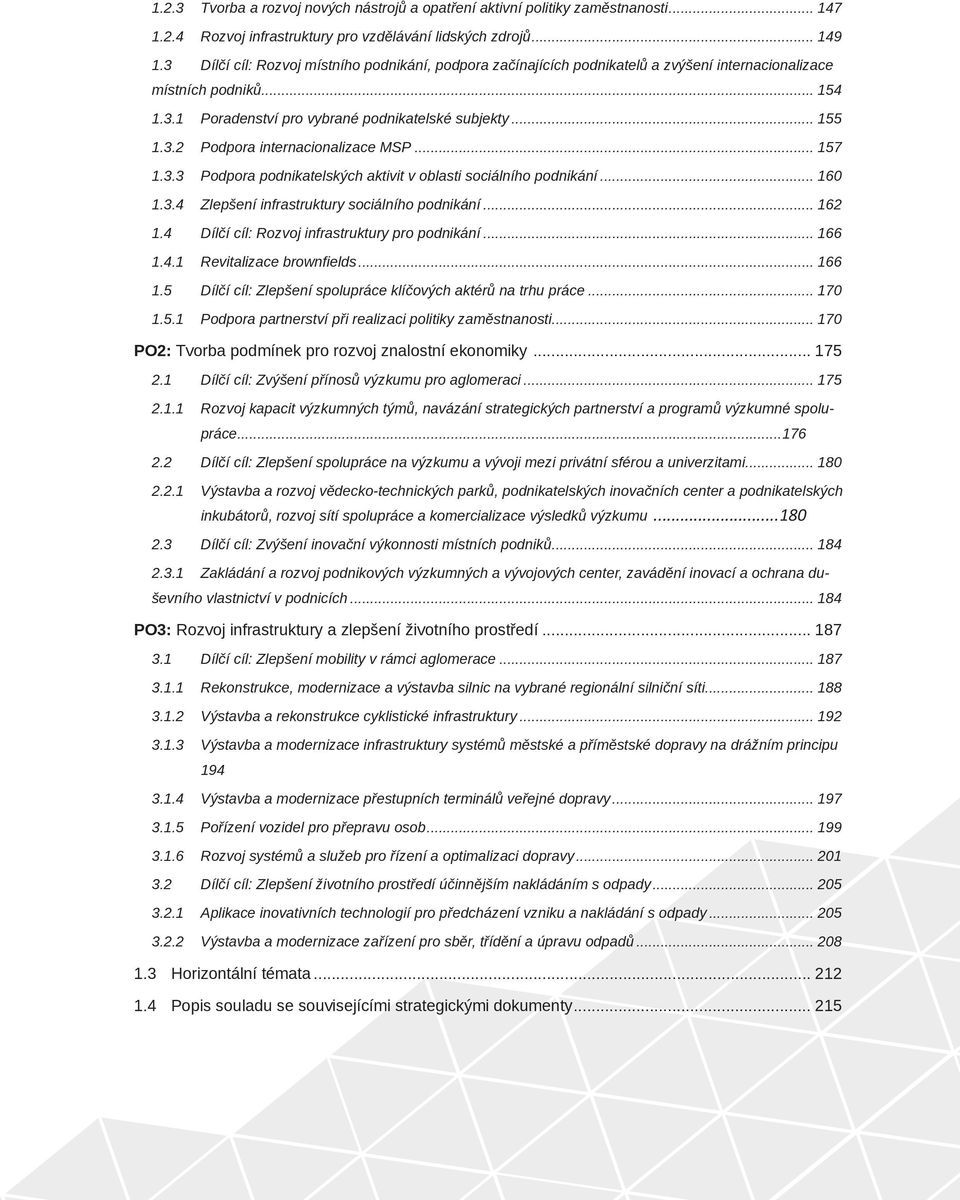 .. 157 1.3.3 Podpora podnikatelských aktivit v oblasti sociálního podnikání... 160 1.3.4 Zlepšení infrastruktury sociálního podnikání... 162 1.4 Dílčí cíl: Rozvoj infrastruktury pro podnikání... 166 1.