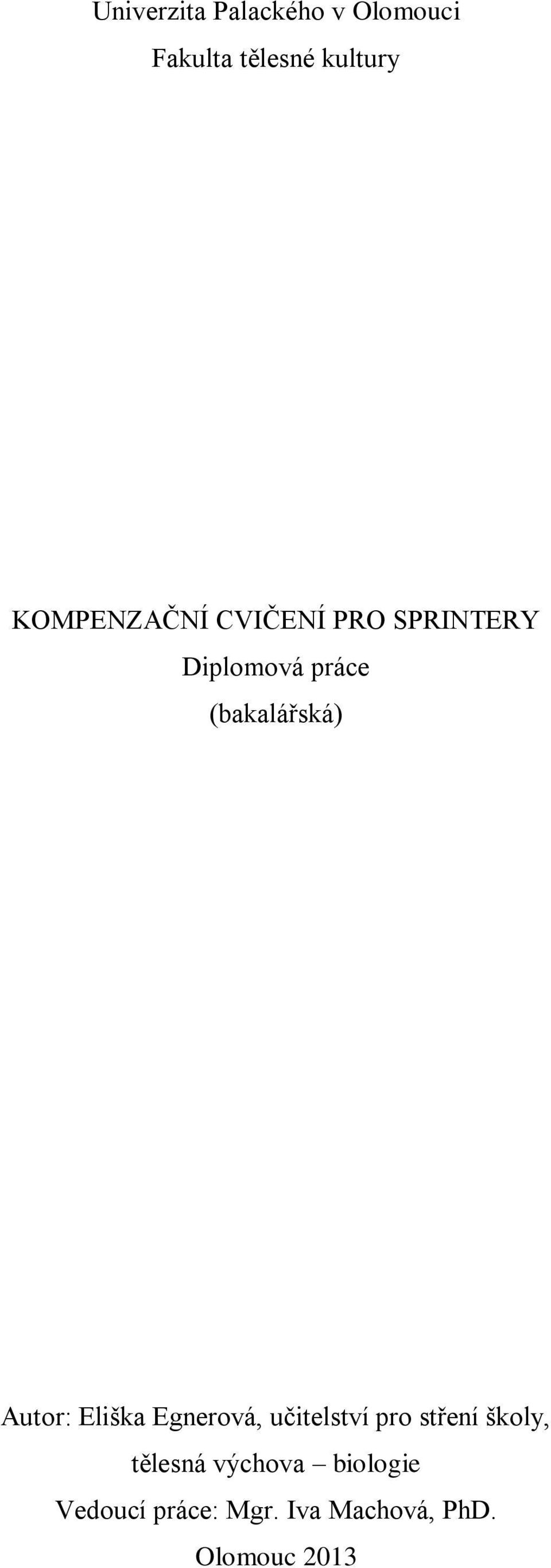 (bakalářská) Autor: Eliška Egnerová, učitelství pro stření