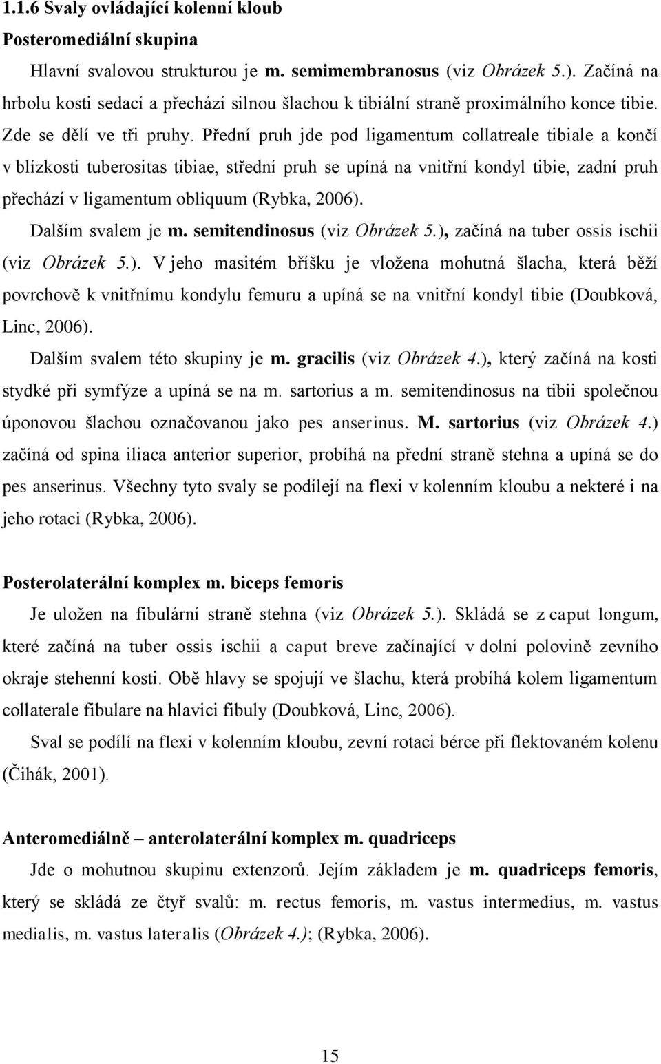 Přední pruh jde pod ligamentum collatreale tibiale a končí v blízkosti tuberositas tibiae, střední pruh se upíná na vnitřní kondyl tibie, zadní pruh přechází v ligamentum obliquum (Rybka, 2006).