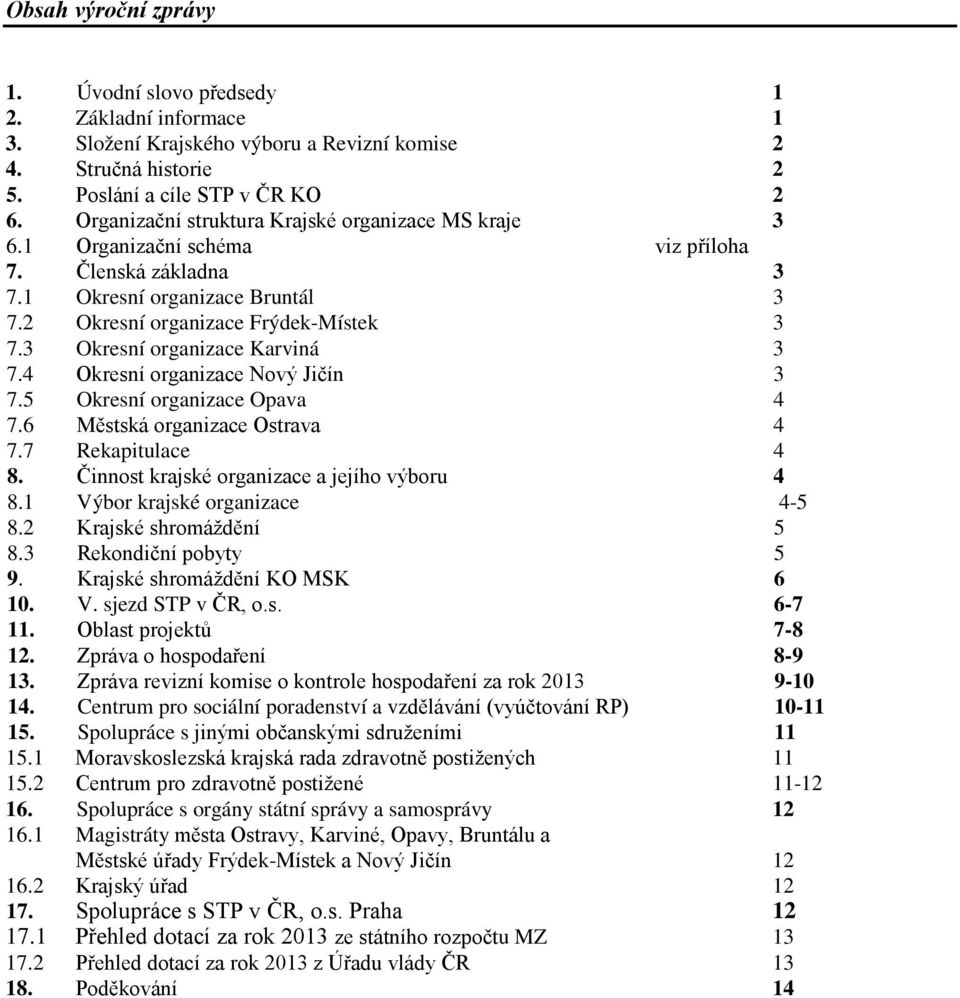 3 Okresní organizace Karviná 3 7.4 Okresní organizace Nový Jičín 3 7.5 Okresní organizace Opava 4 7.6 Městská organizace Ostrava 4 7.7 Rekapitulace 4 8. Činnost krajské organizace a jejího výboru 4 8.