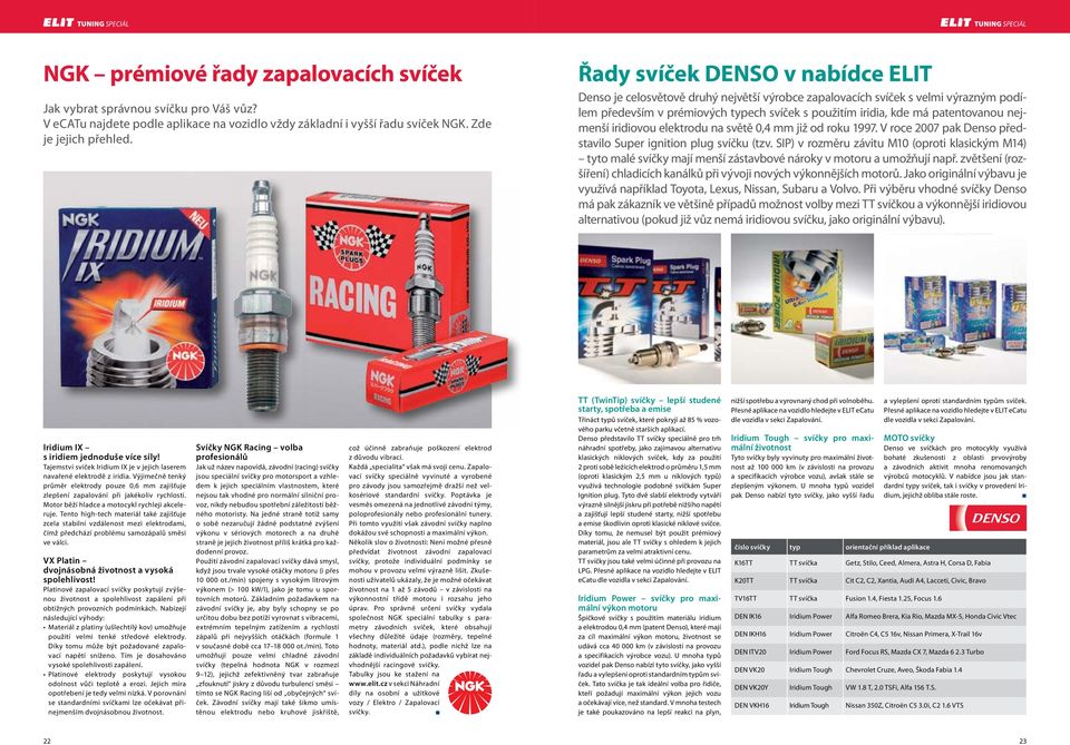 nejmenší iridiovou elektrodu na světě 0,4 mm již od roku 1997. V roce 2007 pak Denso představilo Super ignition plug svíčku (tzv.