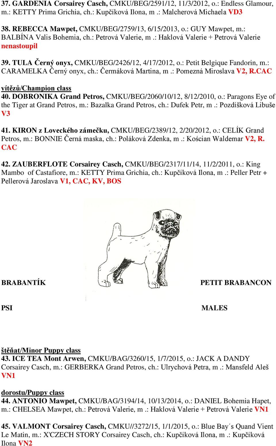 TULA Černý onyx, CMKU/BEG/2426/12, 4/17/2012, o.: Petit Belgique Fandorin, m.: CARAMELKA Černý onyx, ch.: Čermáková Martina, m.: Pomezná Miroslava V2, R.CAC vítězů/champion class 40.