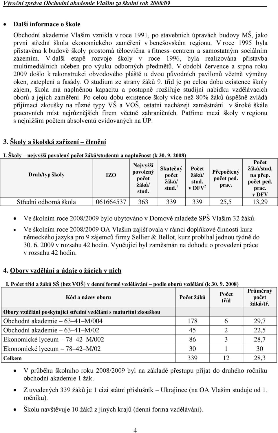 V další etapě rozvoje školy v roce 1996, byla realizována přístavba multimediálních učeben pro výuku odborných předmětů.