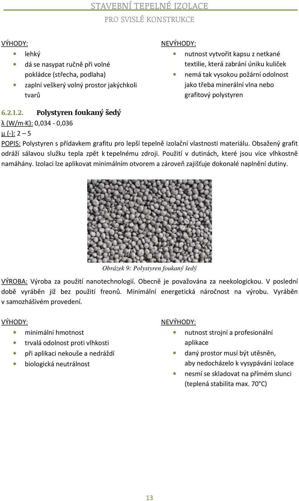 1.2. Polystyren foukaný šedý λ (W/m K): 0,034-0,036 μ (-): 2 5 POPIS: Polystyren s přídavkem grafitu pro lepší tepelně izolační vlastnosti materiálu.