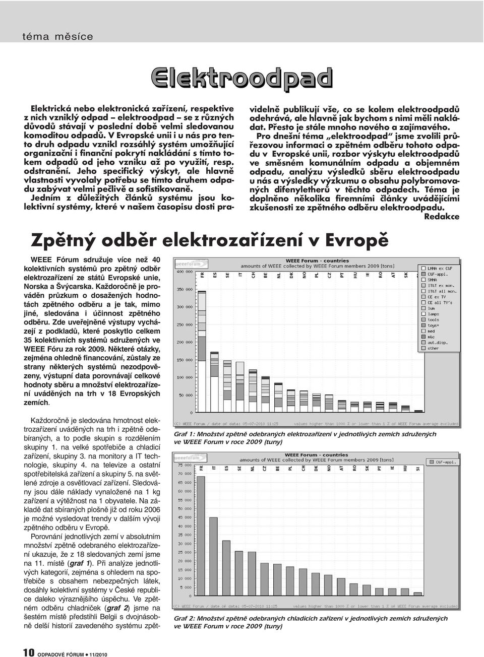 Zde uveřejněné výstupy vycházejí z podkladů, které poskytlo celkem 35 kolektivních systémů sdružených ve WEEE Fóru za rok 2009.