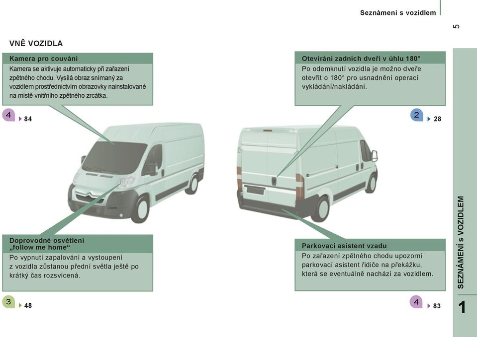 Otevírání zadních dveří v úhlu 180 Po odemknutí vozidla je možno dveře otevřít o 180 pro usnadnění operací vykládání/nakládání.