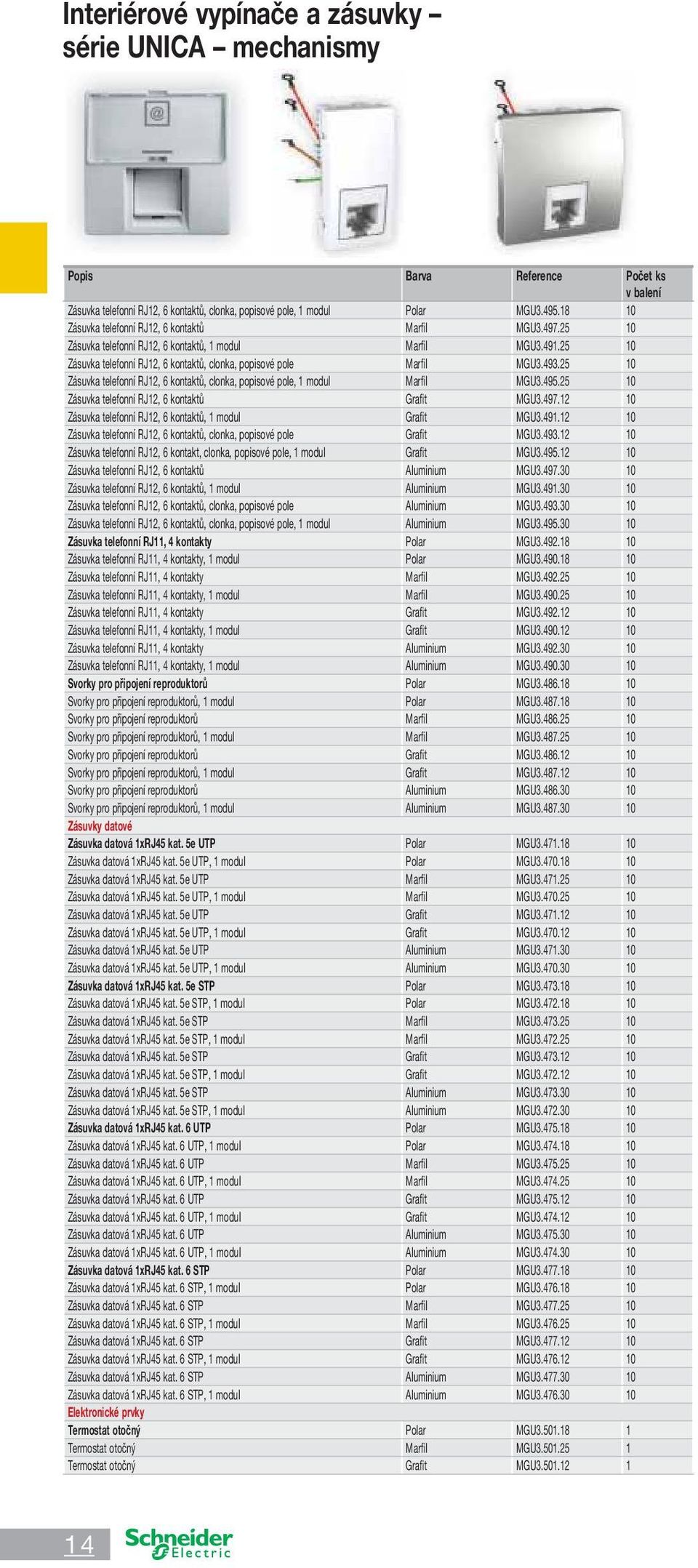 5 10 Zásuvka telefonní RJ1, 6 kontaktů, clonka, popisové pole, 1 modul Marfil MGU3.495.5 10 Zásuvka telefonní RJ1, 6 kontaktů Grafit MGU3.497.