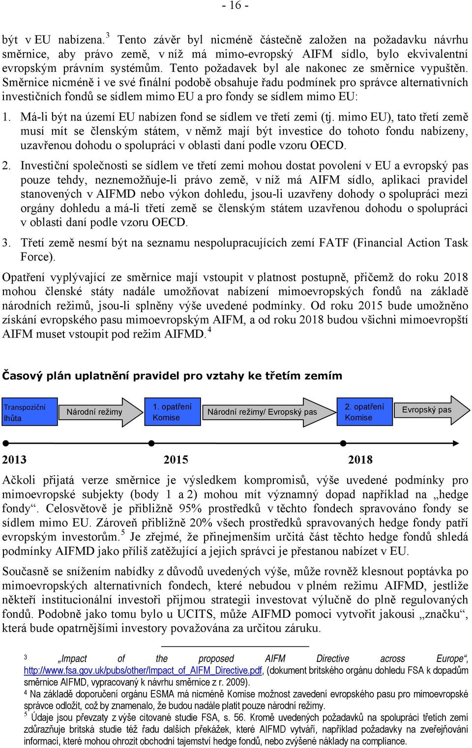 Směrnice nicméně i ve své finální podobě obsahuje řadu podmínek pro správce alternativních investičních fondů se sídlem mimo EU a pro fondy se sídlem mimo EU: 1.
