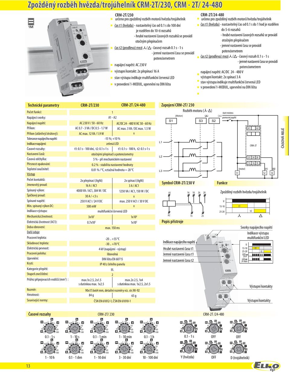 s - s - jemné nastavení času se provádí potenciometrem napájecí napětí: AC 30 V výstupní kontakt: přepínací 6 A stav výstupu indikuje multifunkční červená ED v provedení -MODU, upevnění na DI lištu