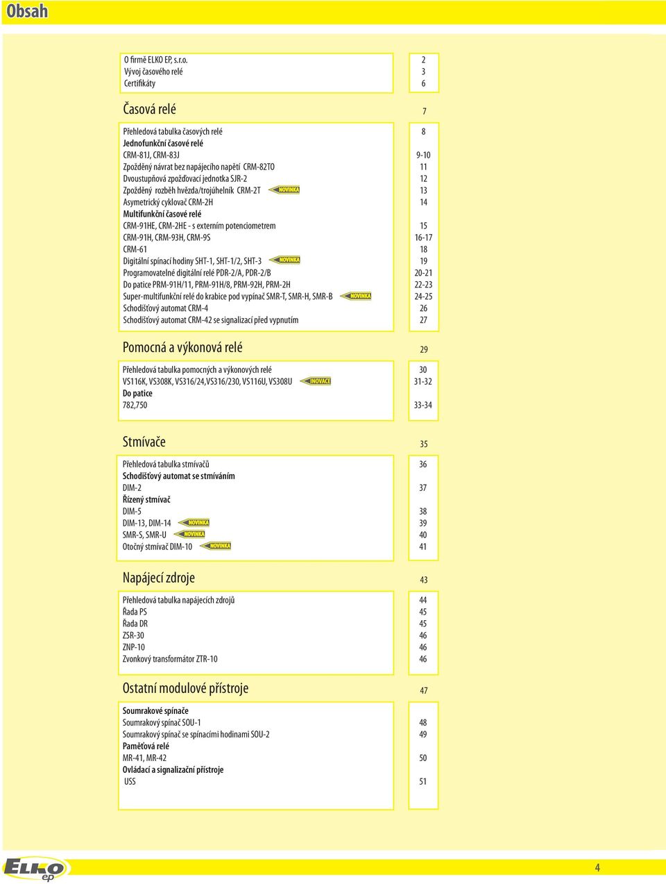 Zpož děný rozbě vězda/trojúelník CRM-T Asymetrický cyklovač CRM-H Multifunkční časové relé CRM-9HE, CRM-HE - s eterním potenciometrem CRM-9H, CRM-93H, CRM-9 CRM-6 Digitální spínací odiny HT-, HT-/,