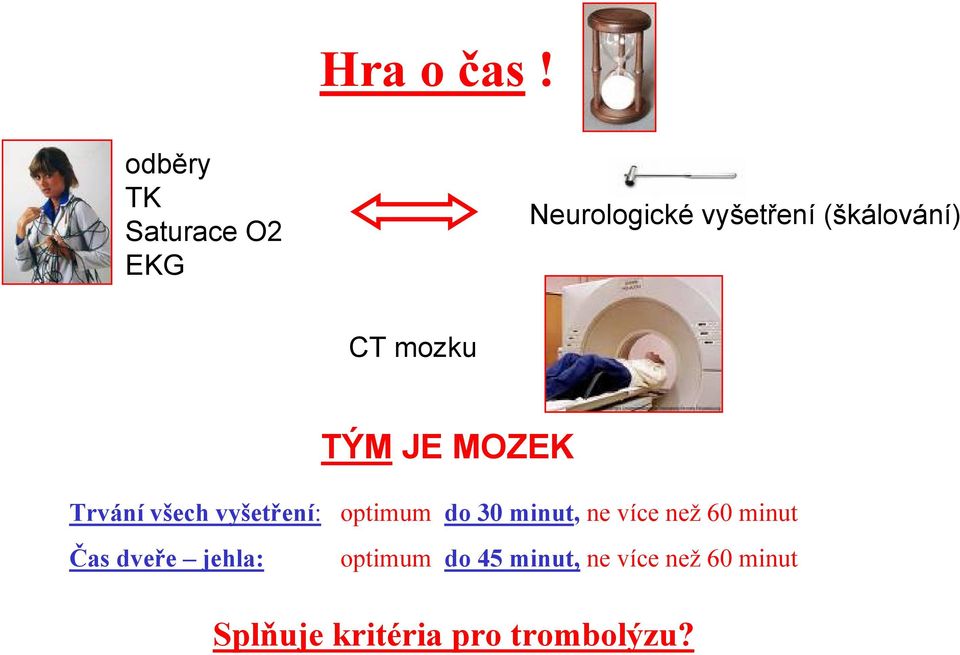 CT mozku TÝM JE MOZEK Trvání všech vyšetření: optimum do 30