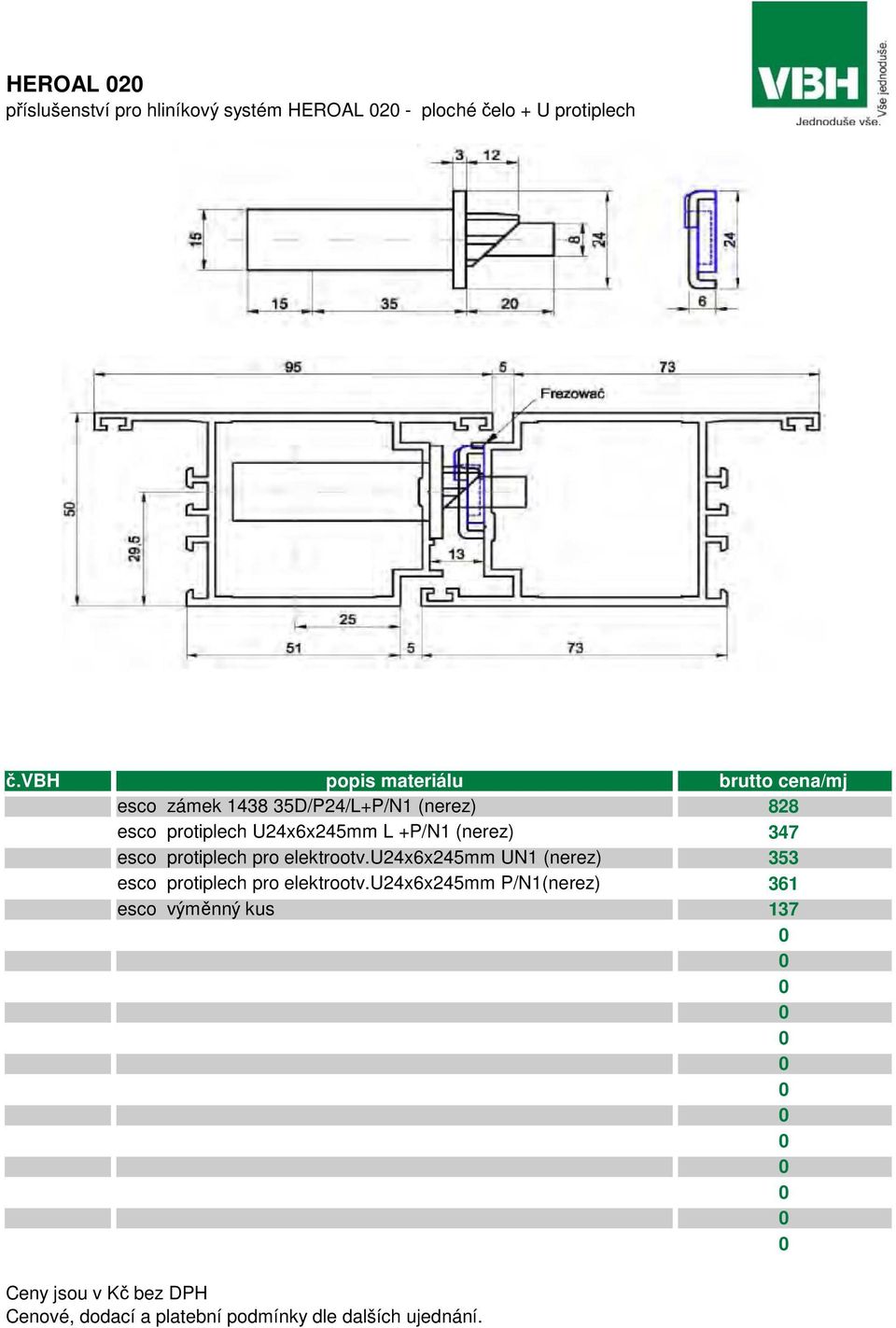 U24x6x245mm L +P/N1 (nerez) 347 esco protiplech pro elektrootv.