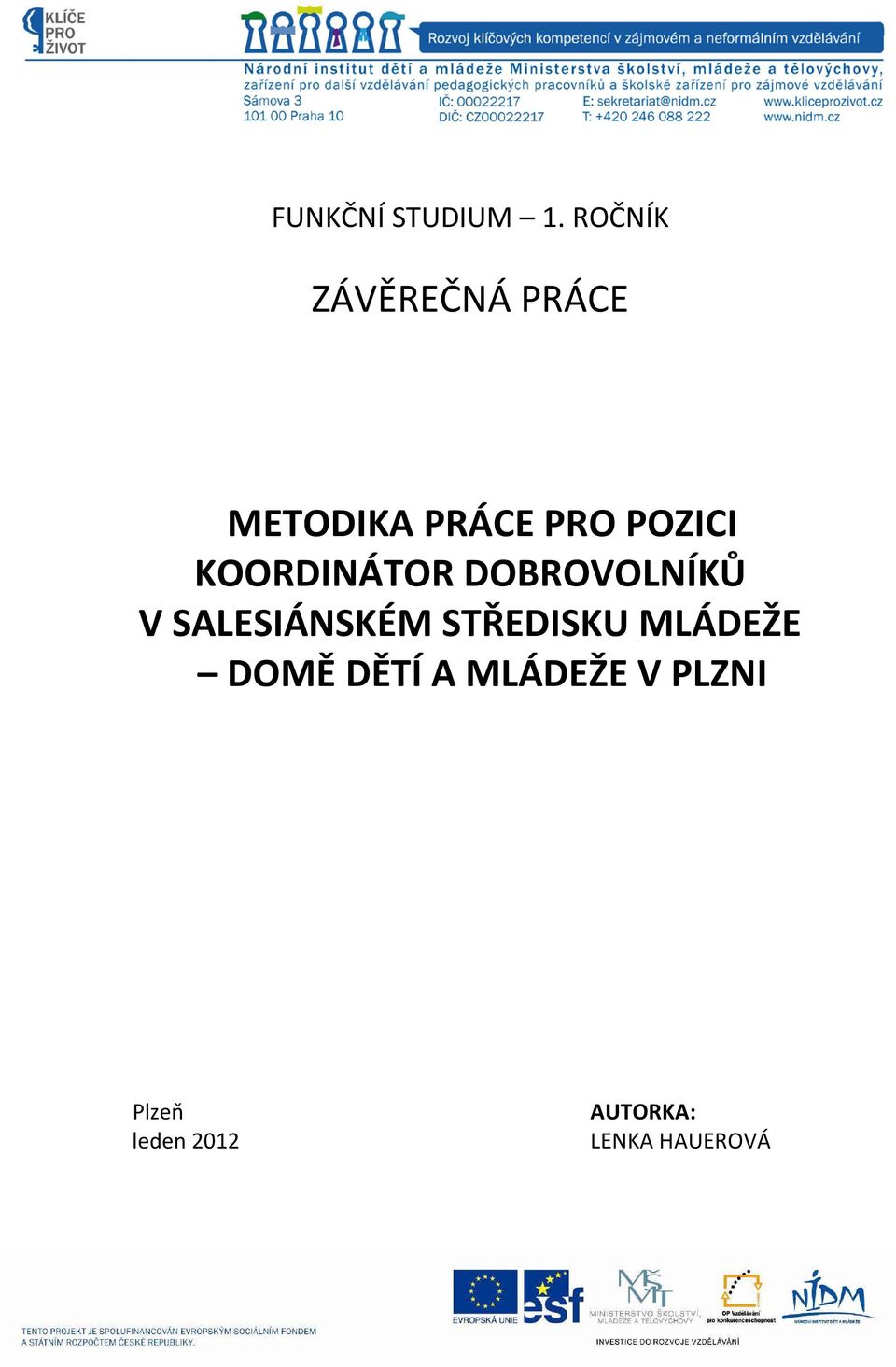 KOORDINÁTOR DOBROVOLNÍKŮ V SALESIÁNSKÉM