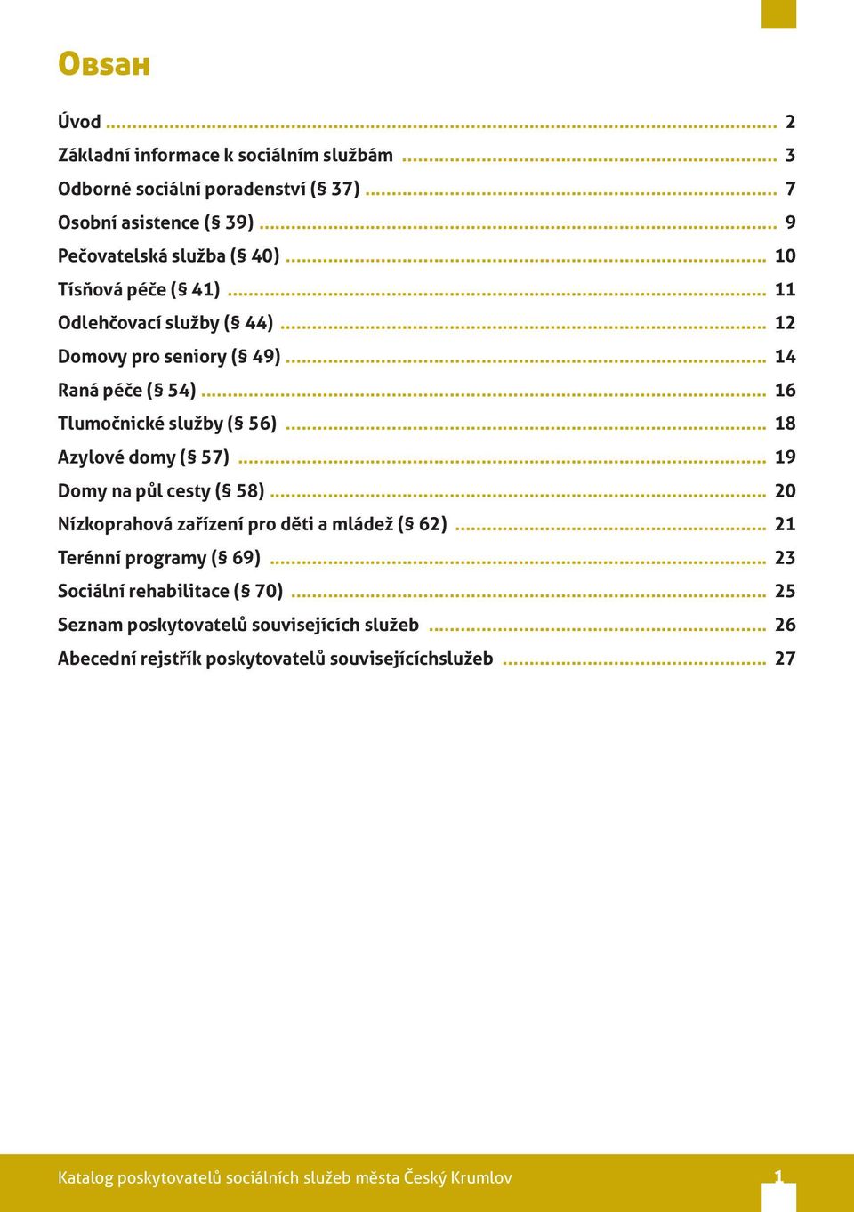 .. 18 Azylové domy ( 57)... 19 Domy na půl cesty ( 58)... 20 Nízkoprahová zařízení pro děti a mládež ( 62)... 21 Terénní programy ( 69).