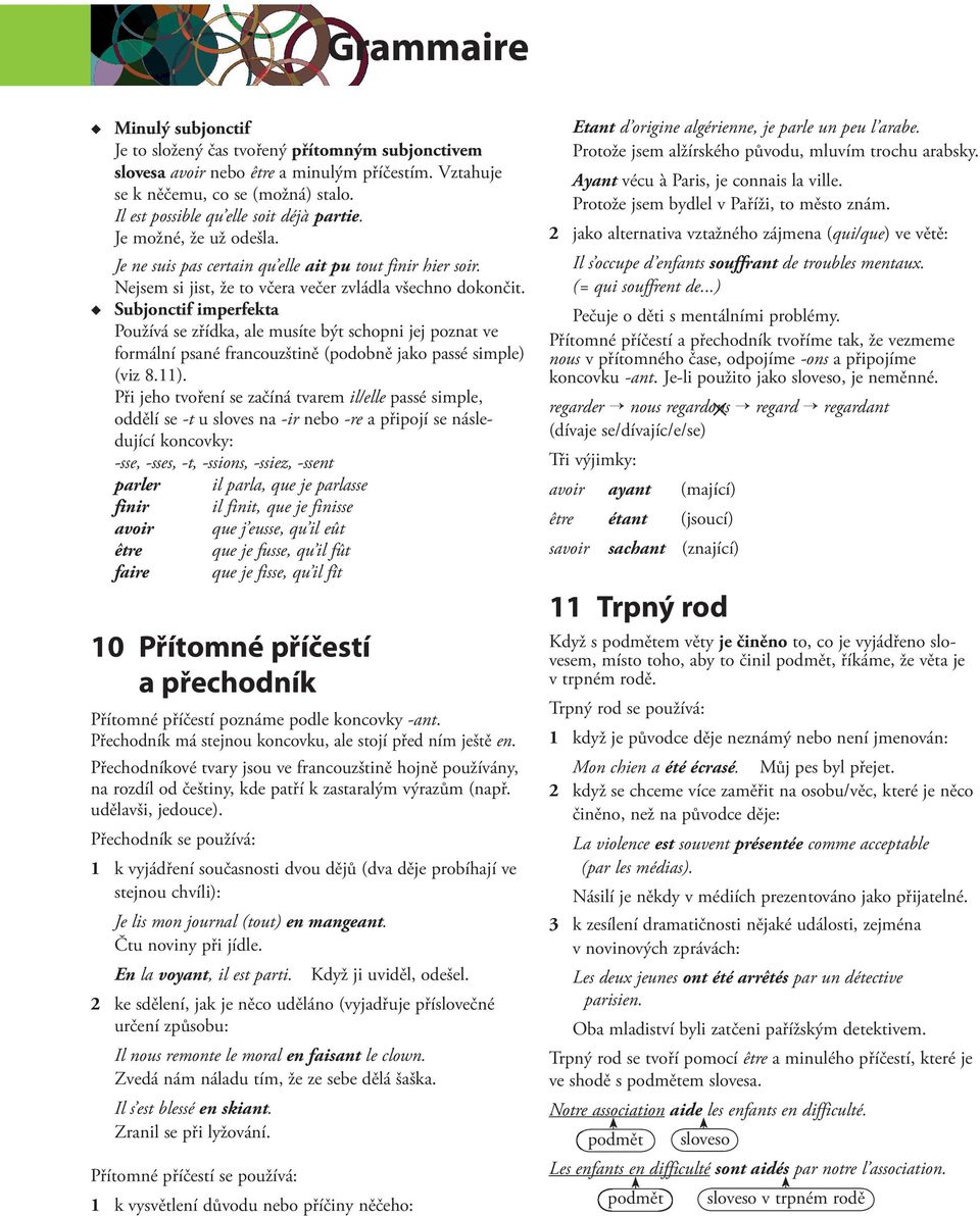 Subjonctif imperfekta Používá se zřídka, ale musíte být schopni jej poznat ve formální psané francouzštině (podobně jako passé simple) (viz 8.11).