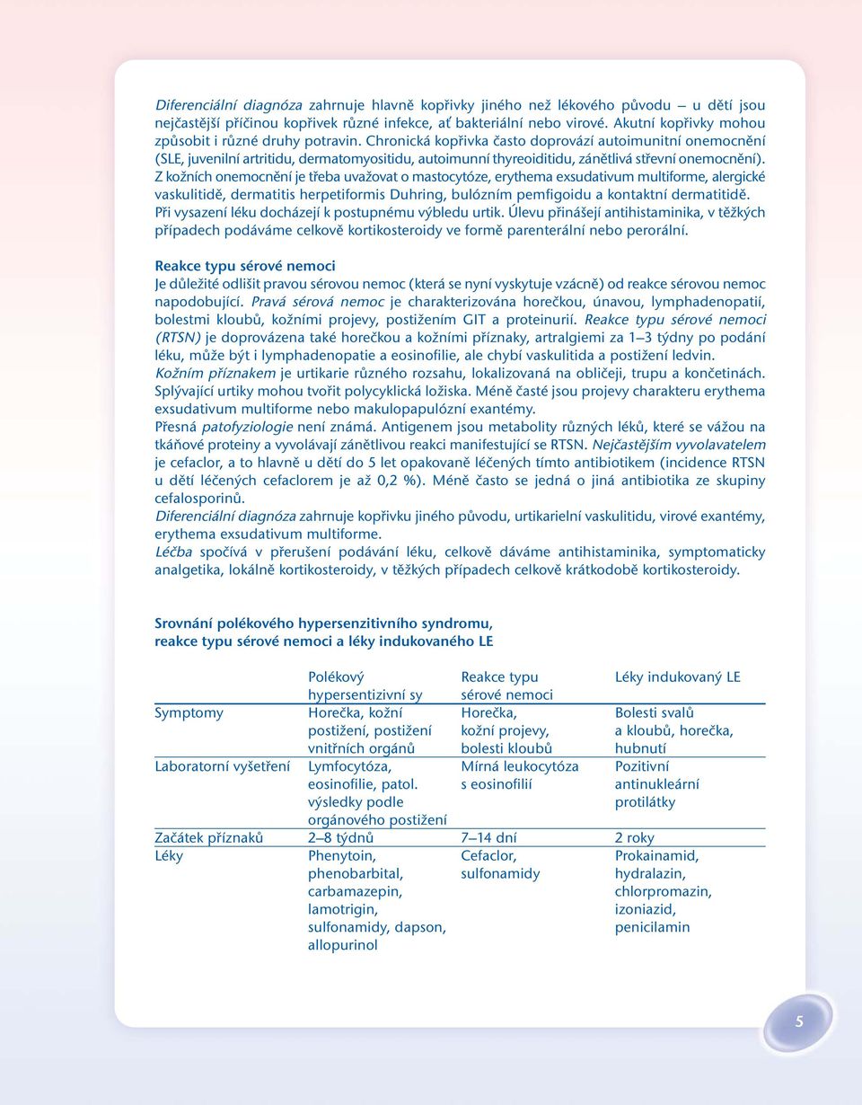 Chronická kopřivka často doprovází autoimunitní onemocnění (SLE, juvenilní artritidu, dermatomyositidu, autoimunní thyreoiditidu, zánětlivá střevní onemocnění).