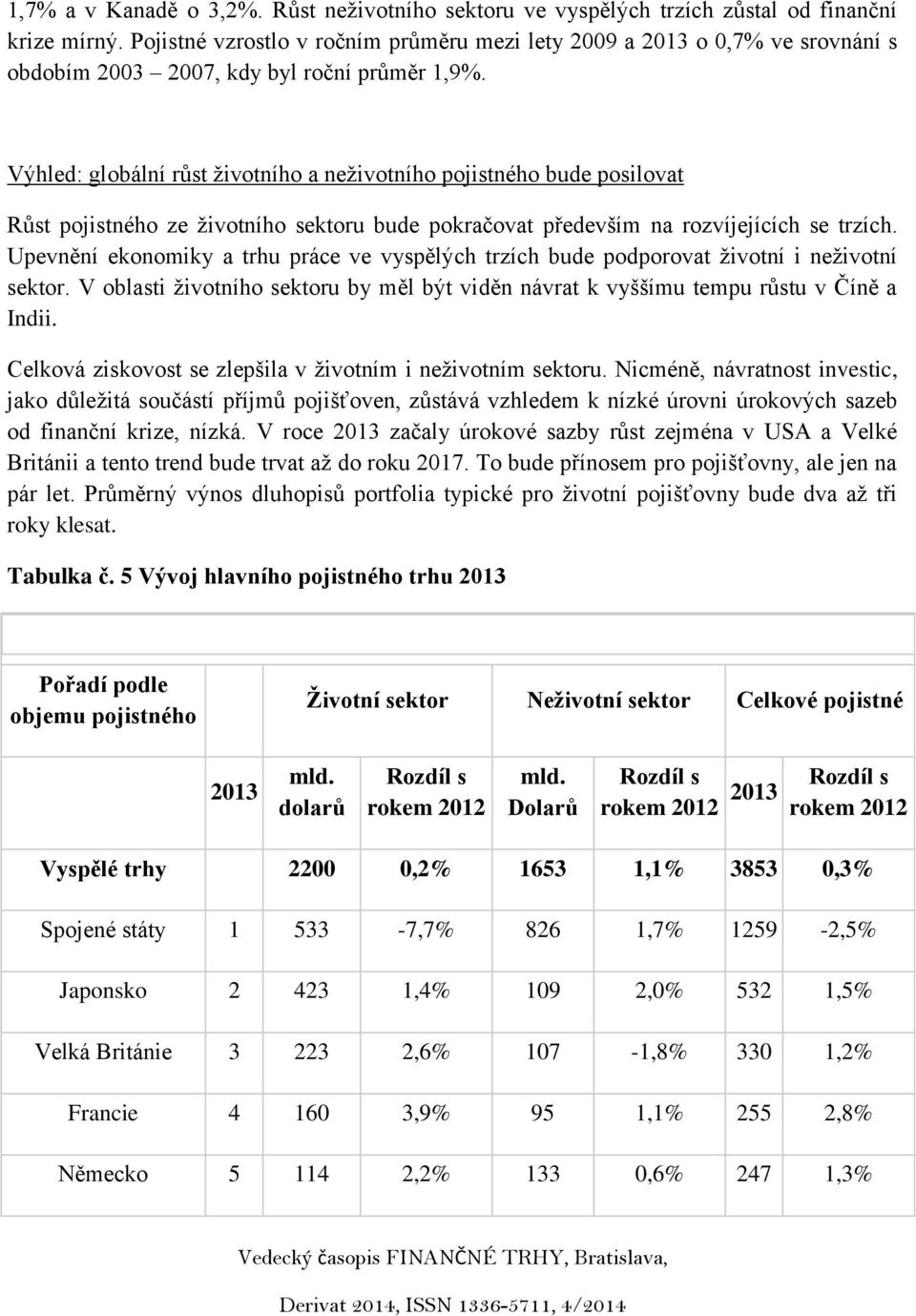 Výhled: globální růst životního a neživotního pojistného bude posilovat Růst pojistného ze životního sektoru bude pokračovat především na rozvíjejících se trzích.