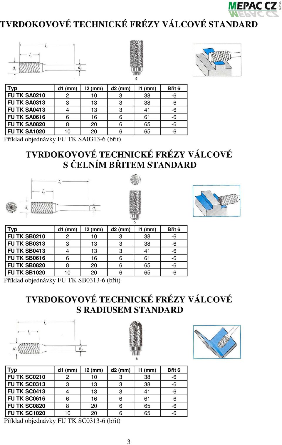 SB0210 2 10 3 38-6 FU TK SB0313 3 13 3 38-6 FU TK SB0413 4 13 3 41-6 FU TK SB0616 6 16 6 61-6 FU TK SB0820 8 20 6 65-6 FU TK SB1020 10 20 6 65-6 Příklad objednávky FU TK SB0313-6 (břit) TVRDOKOVOVÉ