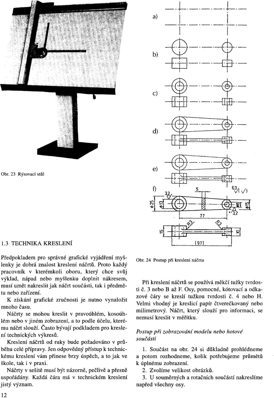 K zfskani graficke zrucnosti je nutno vynalozit mnoho casu. Nacrty se mohou kreslit v pravouhlem, kosouhlem nebo v jinem zobrazeni, a to podle ucelu, kteremu nacrt slouzf.