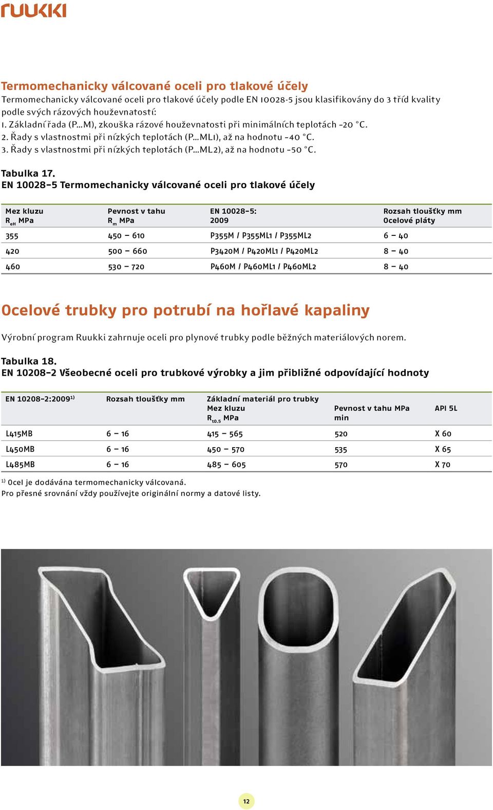 Řady s vlastnostmi při nízkých teplotách (P ML2), až na hodnotu 50 C. Tabulka 17.