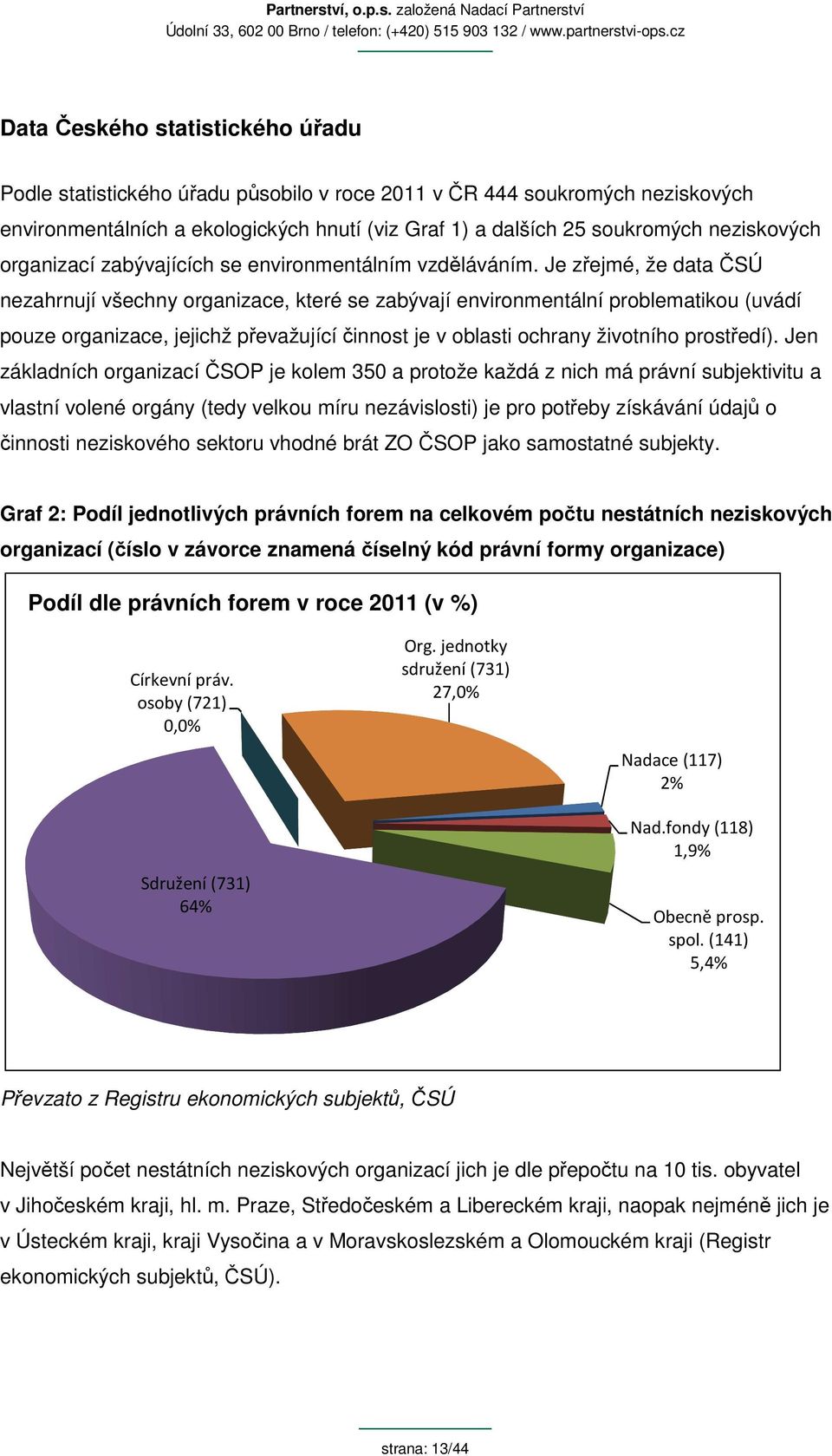 Je zřejmé, že data ČSÚ nezahrnují všechny organizace, které se zabývají environmentální problematikou (uvádí pouze organizace, jejichž převažující činnost je v oblasti ochrany životního prostředí).