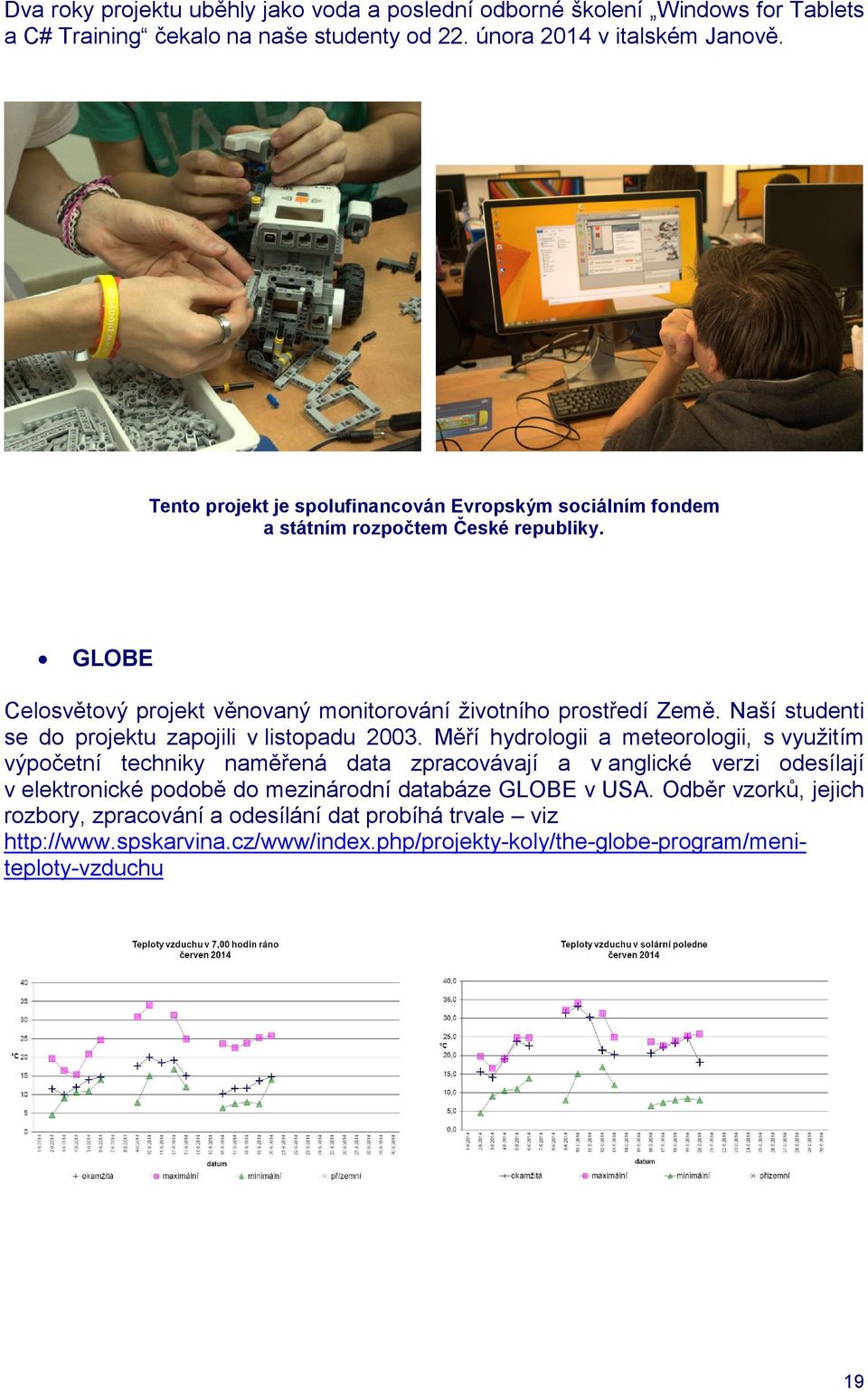 Naší studenti se do projektu zapojili v listopadu 2003.